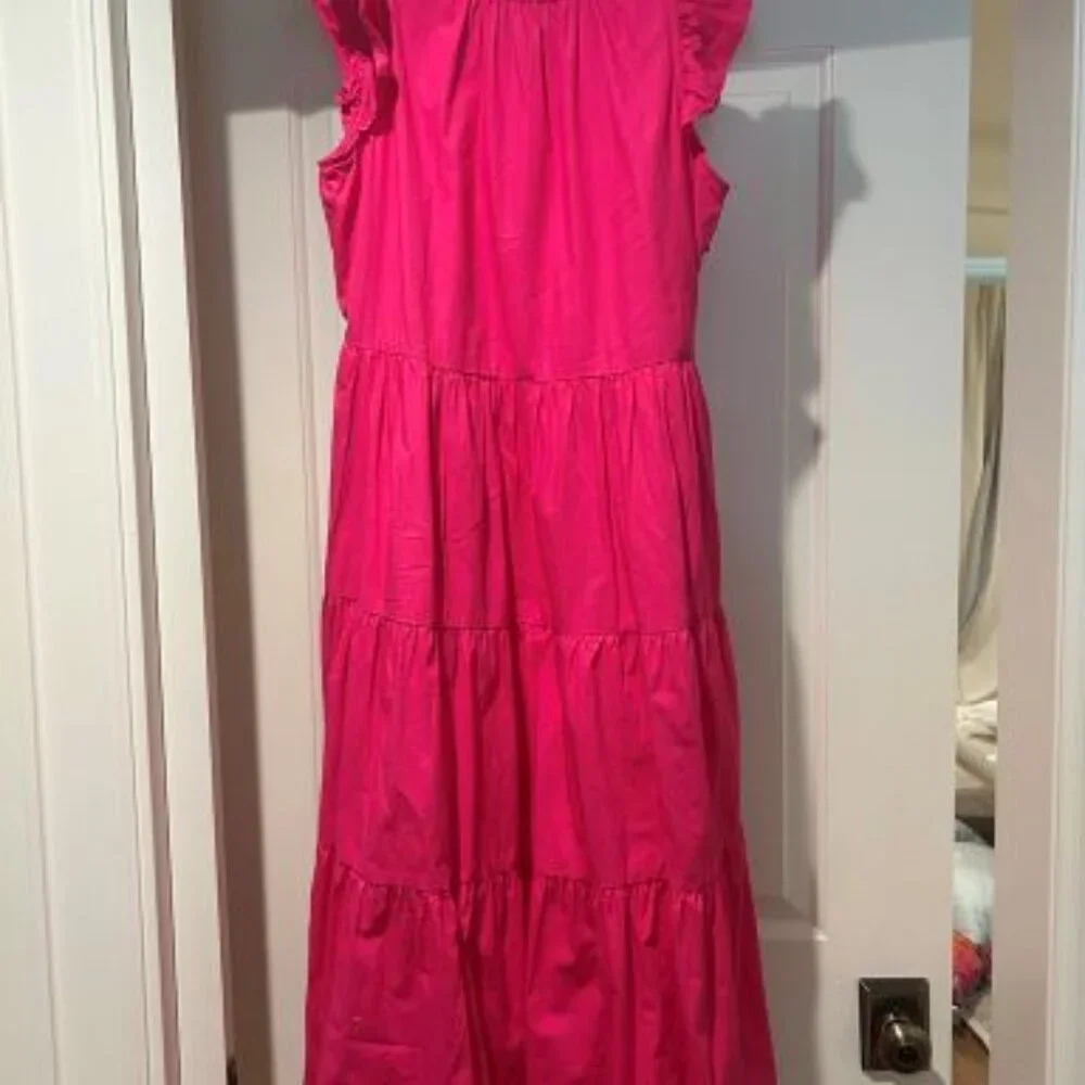 J.Crew Hot Pink tiered sleeveless Dress - Picture 4 of 13